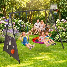 Kinderspielplatz Gartenschaukel 4-in-1 Basketballkorb Nest ECOTOYS, EcoToys