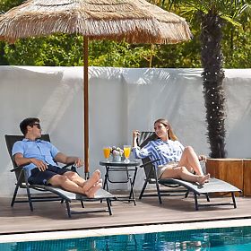 Klappbare Garten-Strandliege mit verstellbarer Rückenlehne, Stahlkonstruktion, grau MultiGarden, MultiGarden