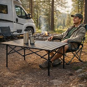Klappbarer Campingtisch 95x55 cm mit Tasche schwarz MultiGarden, MultiGarden