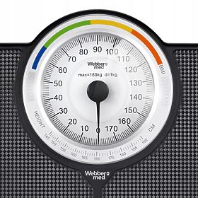 Klassische mechanische analoge Badezimmerwaage bis 180 kg schwarz WEBBER BMI, ELDOM