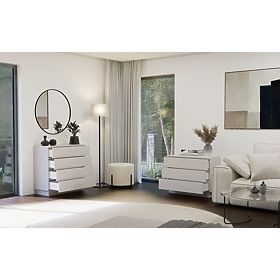 Kommode AMBER 3S Schrank 3 Schubladen für Schlafzimmer Wohnzimmer KASCHMIR Beige