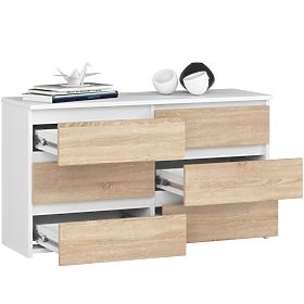 KOMMODE CL100 6SZ WEISS / EICHE SONOMA