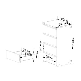 KOMMODE CL4 PK GRAPHITGRAU / EICHE ARTISAN