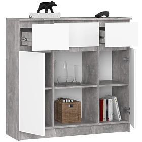 KOMMODE K100 2D 3SZ 1P PK BETON / WEISS