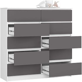 KOMMODE K120 10SZ CLP PK WEISS / GRAU