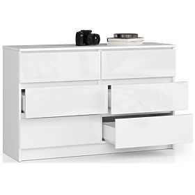 KOMMODE K120 6SZ CLP PK WEIß HOCHGLANZ