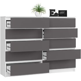 KOMMODE K160 10SZ CLP PK WEISS / GRAU
