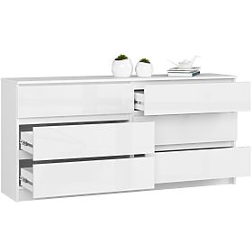KOMMODE K160 6SZ CLP PK WEIß GLANZ
