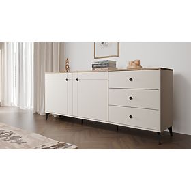 Kommode POINT 2D3S Kaschmir Beige Eiche Castello Schrank 3 Schubladen 2 Türen Wohnzimmer