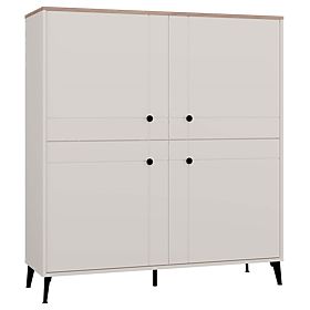 Kommode POINT 4D Kaschmir Beige Eiche Castello Schrank 4 Türen 8 Regale für Wohnzimmer