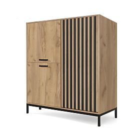 LAMINO KM-2 Kommode Craft-Eiche/Schwarz, Beine: schwarz
