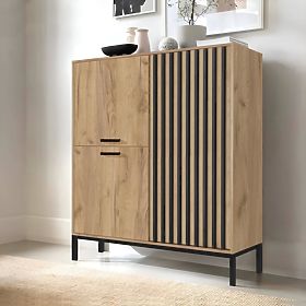 LAMINO KM-2 Kommode Craft-Eiche/Schwarz, Beine: schwarz