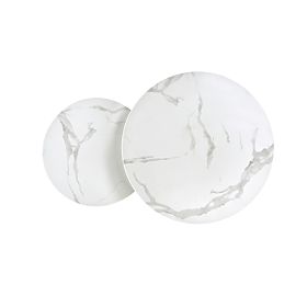 MERCURY 2 Set aus 2 Bänken, Rahmen - Silber, Glas - Weißer Marmor (1p=1Stk), Halmar