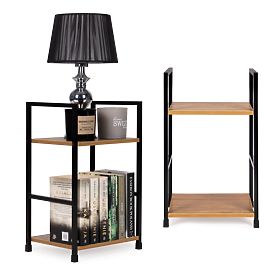 Moderner Holzregal Nachttisch 2 Regalböden LOFT