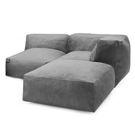 Modulare Garten-Ecksofa Vacuum I mit Bezug, grau
