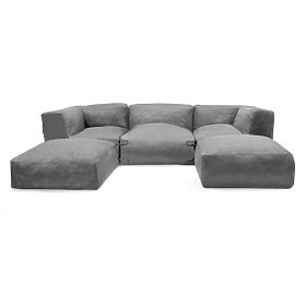 Modulare Gartenecksofa Vacuum IV mit Bezug, grau