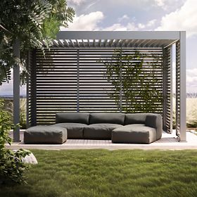 Modularer Eckteil für Gartensofa Vacuum mit Bezug, grau