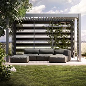 Modularer Eckteil für Gartensofa Vacuum mit Bezug, grau