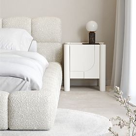 Nachttisch Lunaria mit gefräster Front, weiß, lectus