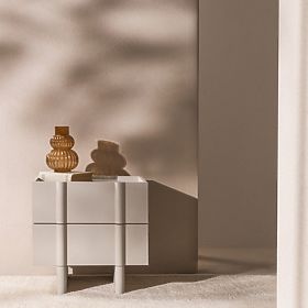 Nachttisch Moss kaschmirfarben, abgerundet