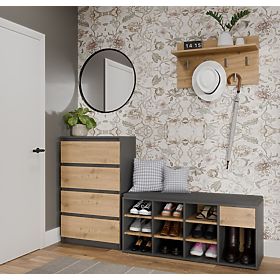 Offener Schuhschrank TALLIN ANTHRAZIT EICHE ARTISAN für den Flur