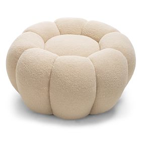 Pouf Perugia, beige, Bouclé, runde Formen
