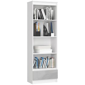 REGAL R 60 cm CLP 1 SCHUBLADE 4 REGALBÖDEN WEISS / METALLISCHER GLANZ