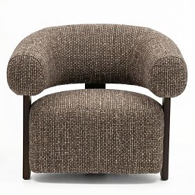 Relaxsessel Maribel braun-cremefarben/Nussbaum, abgerundete Formen