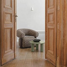 Relaxsessel Maribel braun-cremefarben/Nussbaum, abgerundete Formen