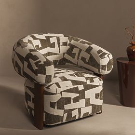 Relaxstuhl Maribel oliv-creme/nussbaum, abgerundete Formen, lectus