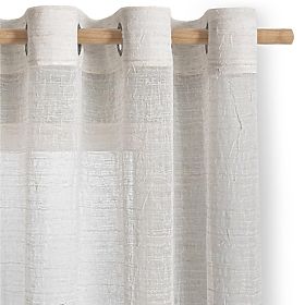 RESTILO Vorhang DRIMAR Farbe Beige moderner Stil silberne Ösen Material Leinen, Mikrofaser 140x250
