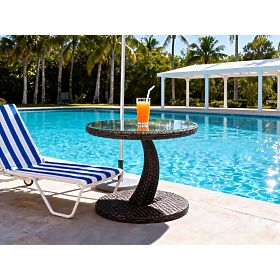 Runder Balkon-Tisch aus Technorattan, moderner Couchtisch