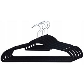 Samt-Kleiderbügel Maxi Set 5 Stück - Schwarz
