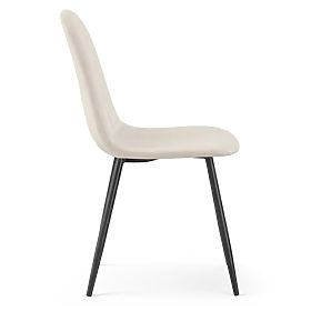 Samtgepolsterter Stuhl gesteppt Beige LUMO Schwarze Beine