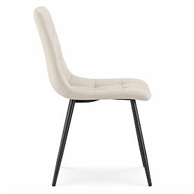 Samtgepolsterter Stuhl gesteppt Beige NERO Schwarze Beine