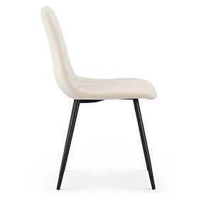 Samtgepolsterter Stuhl mit Steppung Beige LIVO Schwarze Beine