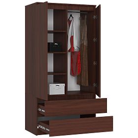 SCHRANK S 90 cm 2 TÜREN 2 SCHUBLADEN PK WENGE