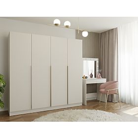 SCHRANK SENSO 4D 200 CM 4 TÜREN GOLDENE GRIFFE FÜR WOHNZIMMER SCHLAFZIMMER KASCHMIR BEIGE