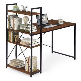 Schreibtisch 120x60 cm mit Regal und 3 Regalböden in dunkler Walnuss Loft ModernHome, MODERNHOME