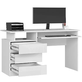 SCHREIBTISCH CLP 135cm PK WEISS / WEISS HOCHGLANZ