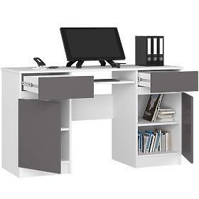 SCHREIBTISCH CLP A5 2D 2SZ PK WEISS / GRAU