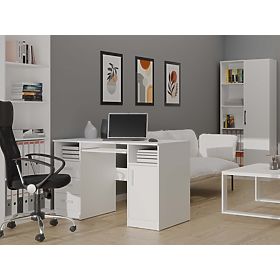 SCHREIBTISCH DELTA WEISS 120 cm 3 Schubladen Schrank Regal Für Büro Zimmer Für Laptop, Delta
