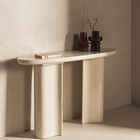 Schreibtisch/Konsole Puro 120 cm, hellbeige, glänzend