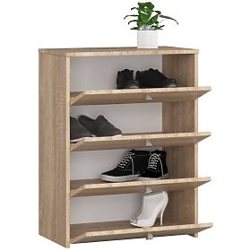 Schuhschrank RUBIN 4 Klapptüren 66 cm - Sonoma Eiche