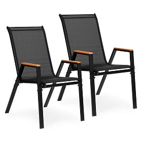 Set aus 2x Gartenstühlen komplett für Terrasse Balkon schwarz MultiGarden