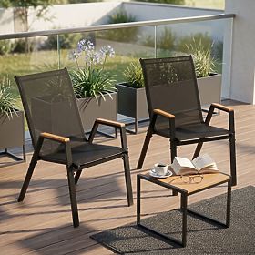 Set aus 2x Gartenstühlen komplett für Terrasse Balkon schwarz MultiGarden