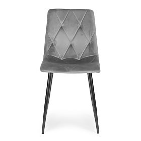 Set aus 4 gepolsterten Samtstühlen für Ess- und Wohnzimmer - grau, MODERNHOME