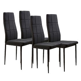 Set aus 4 gepolsterten Stühlen für Ess- und Wohnzimmer, schwarz, MODERNHOME