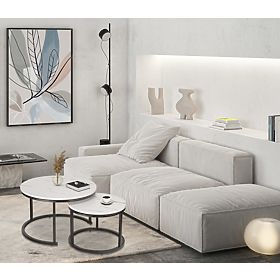 Set aus zwei Couchtischen Galen Weißer Marmor