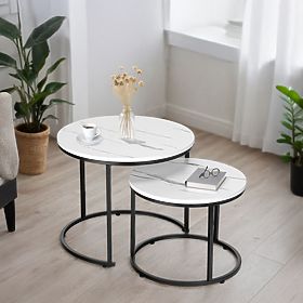 Set aus zwei Loft-Tischen Galen Small Weißer Marmor